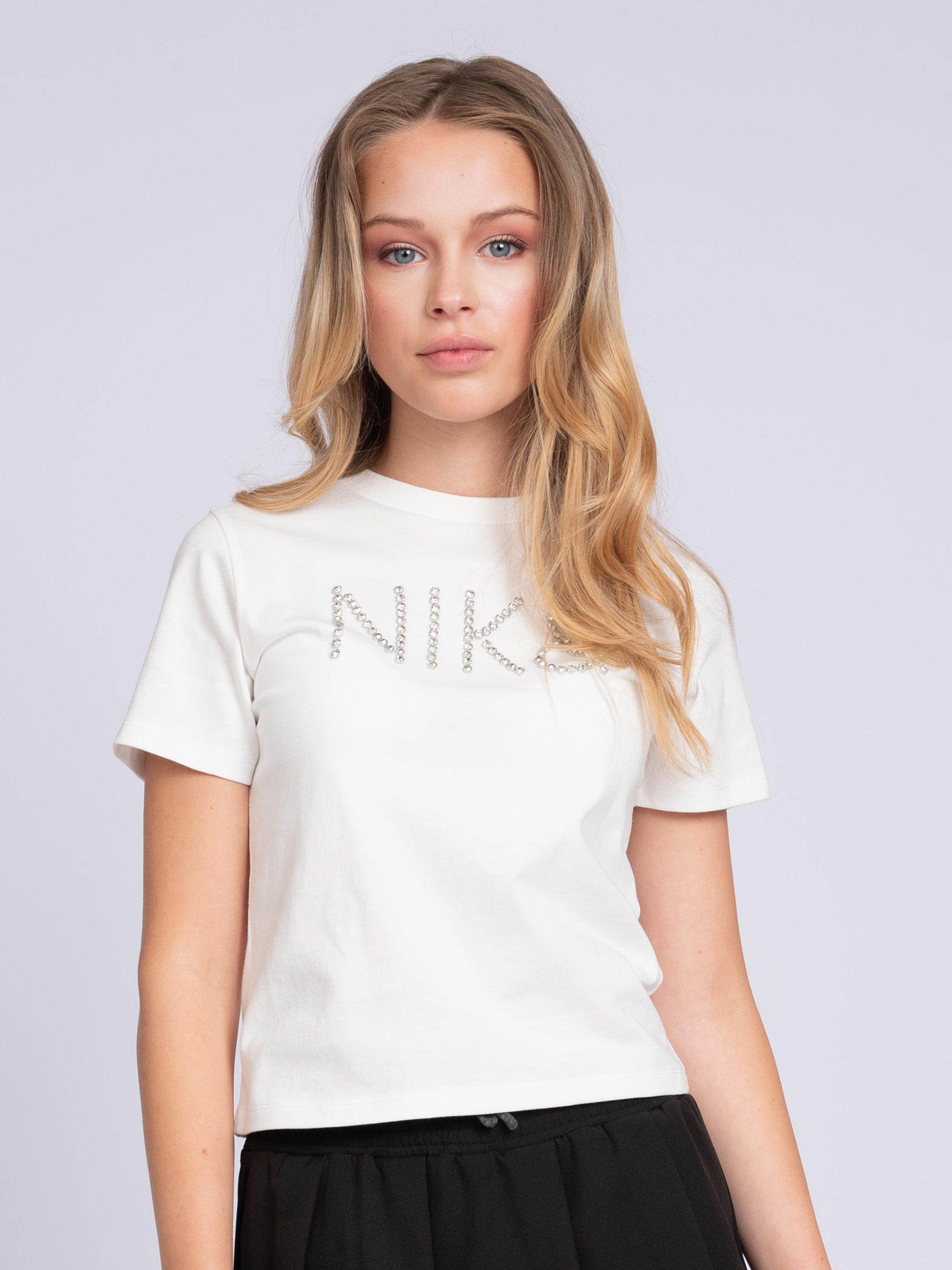 T-shirt with rhinestone logo