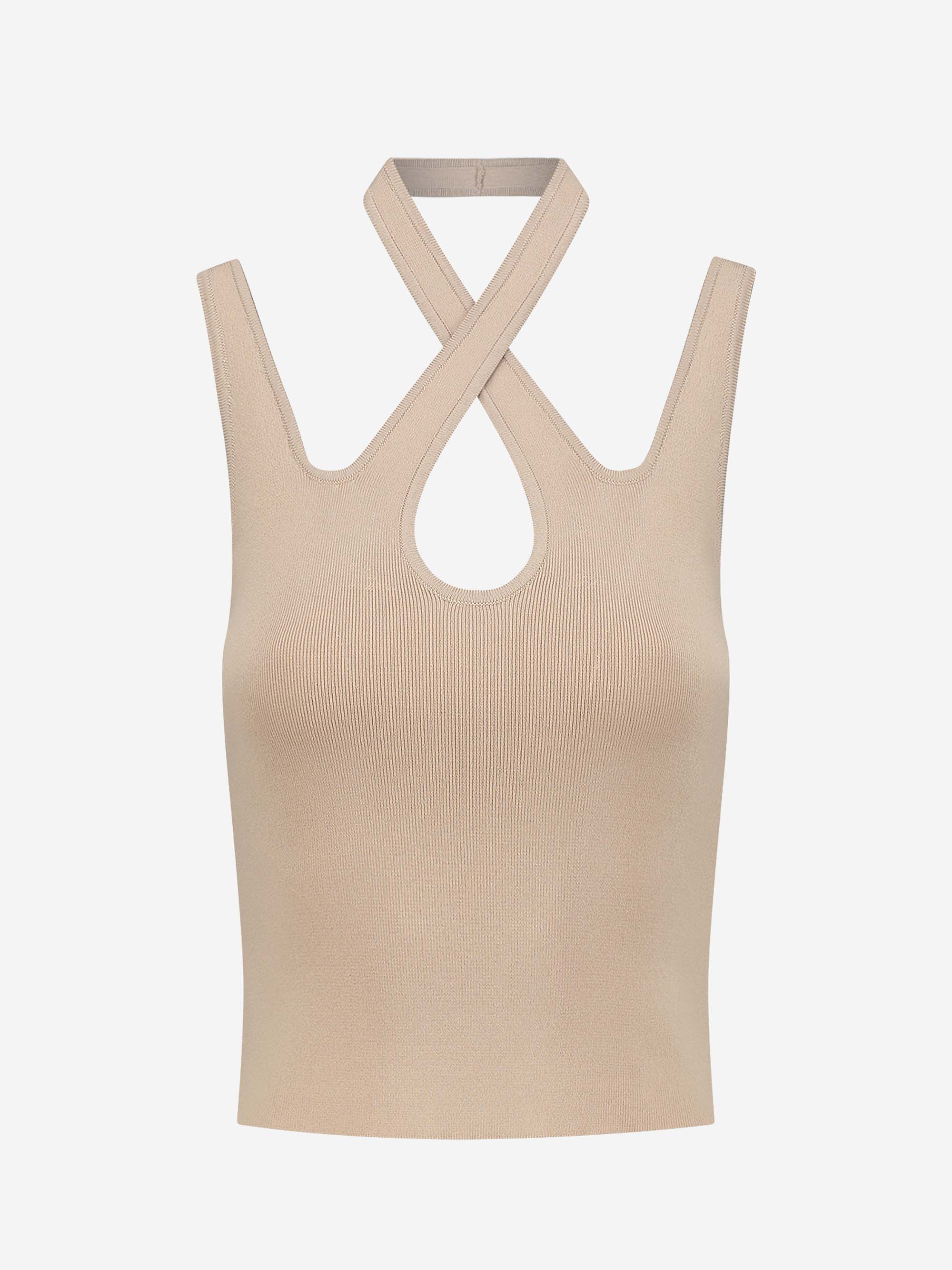 Fitted top with halter straps
