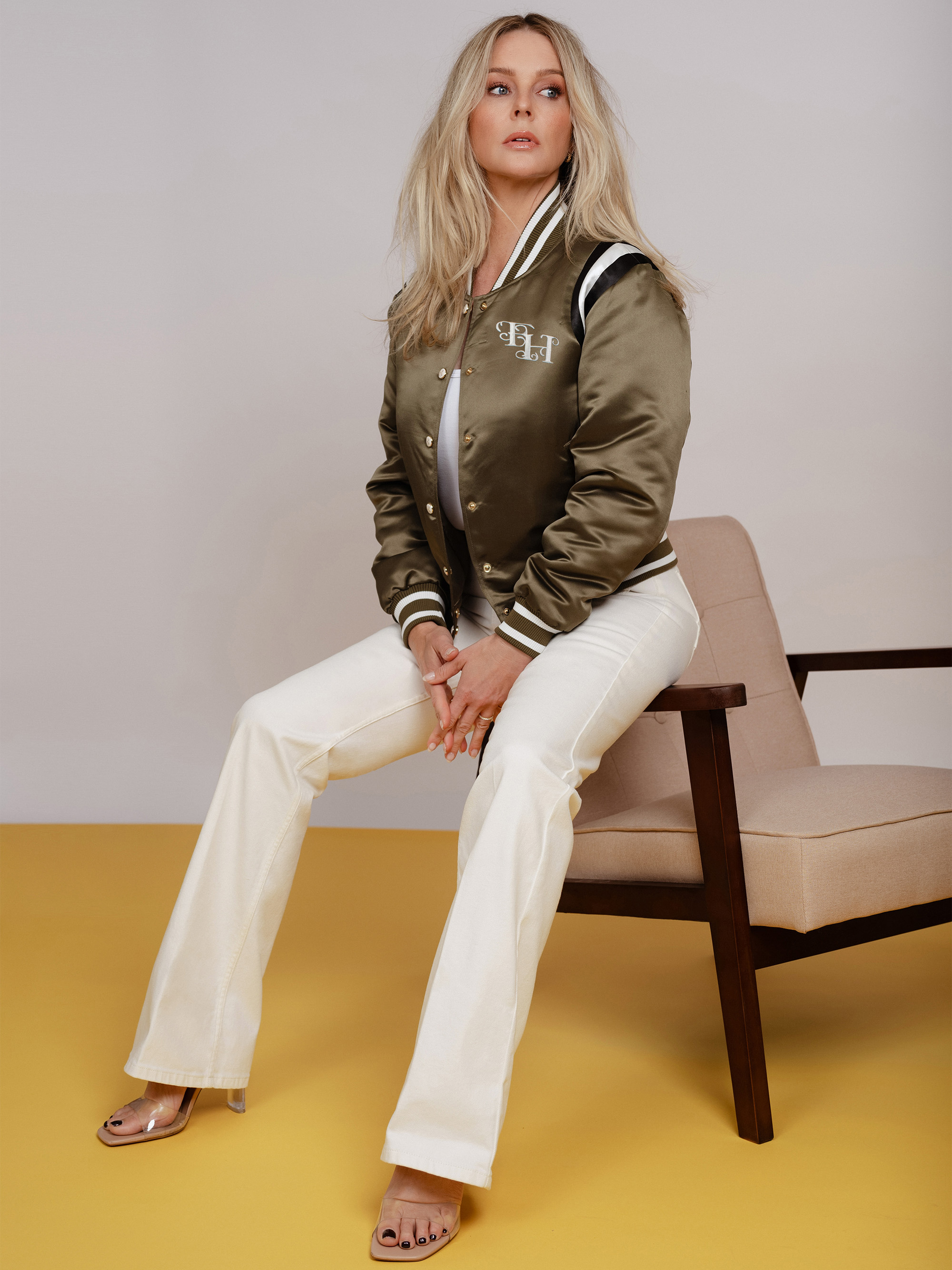 Jacket with embroidered logo and striped details