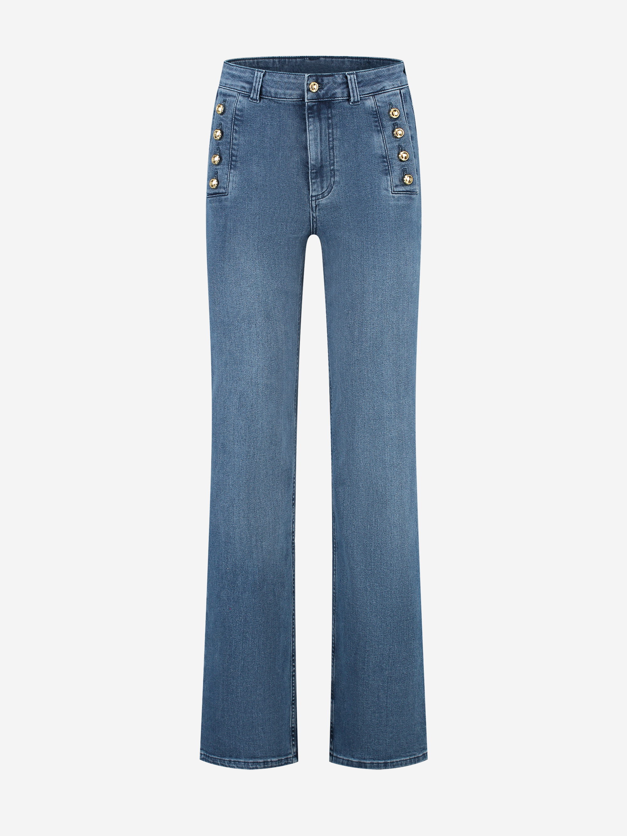High rise jeans met knopen