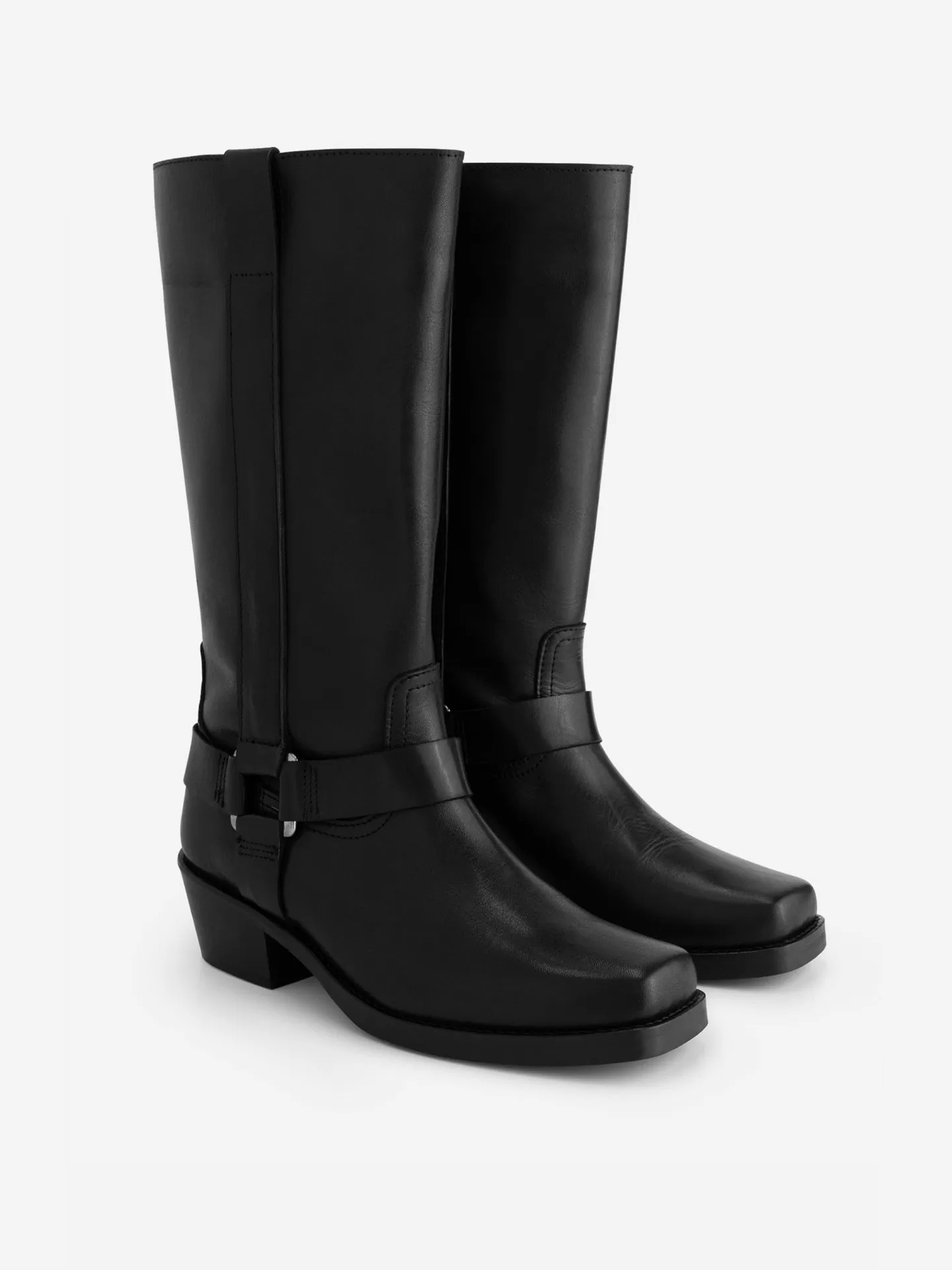 Leather biker boots 