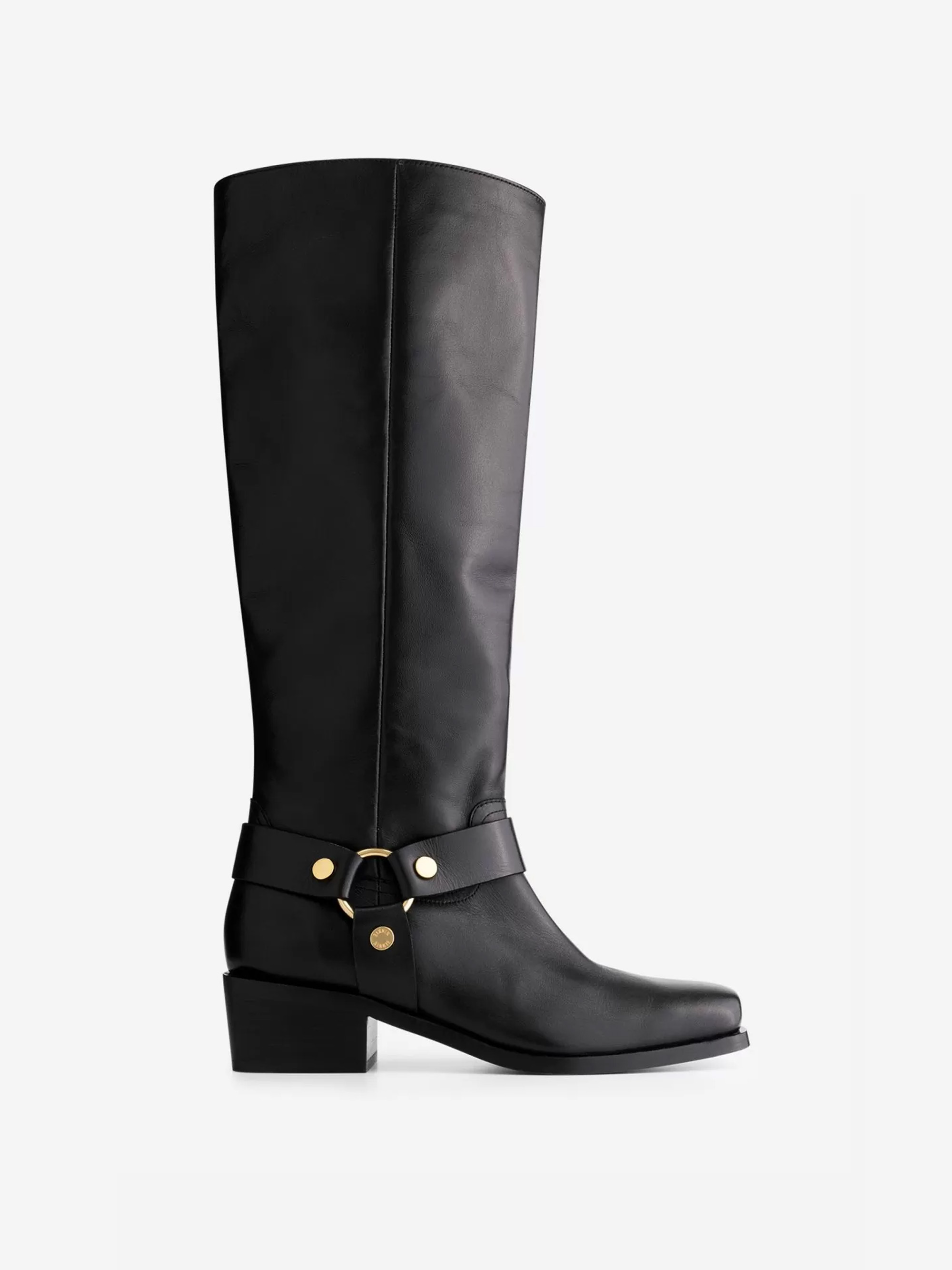 Leather high boots with buckle